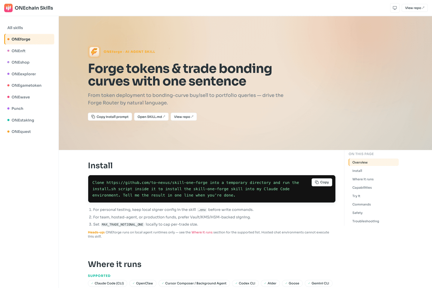 ONEchain Skills 스크린샷